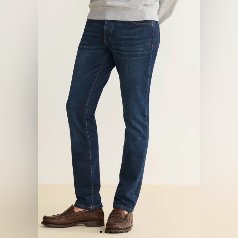 Warp + Weft Men's Slim Jeans in Dark Blue